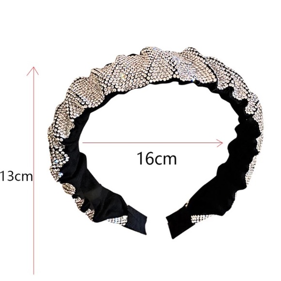 🌟 Rhinestone Crystals Black Silver Headband - Picture 3 of 6